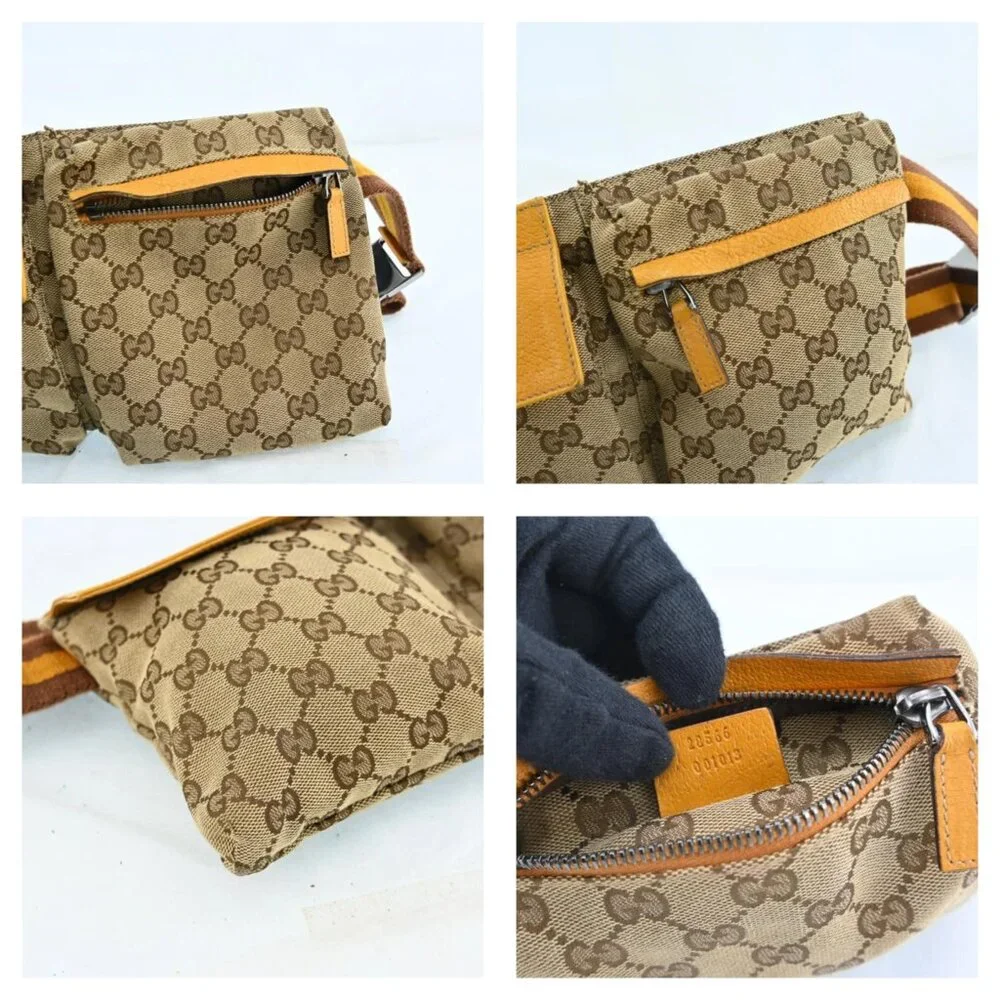 AUTHENTIC GUCCI GG Canvas Waist bag Beige Yellow bsj580-110825 - Picture 8 of 16